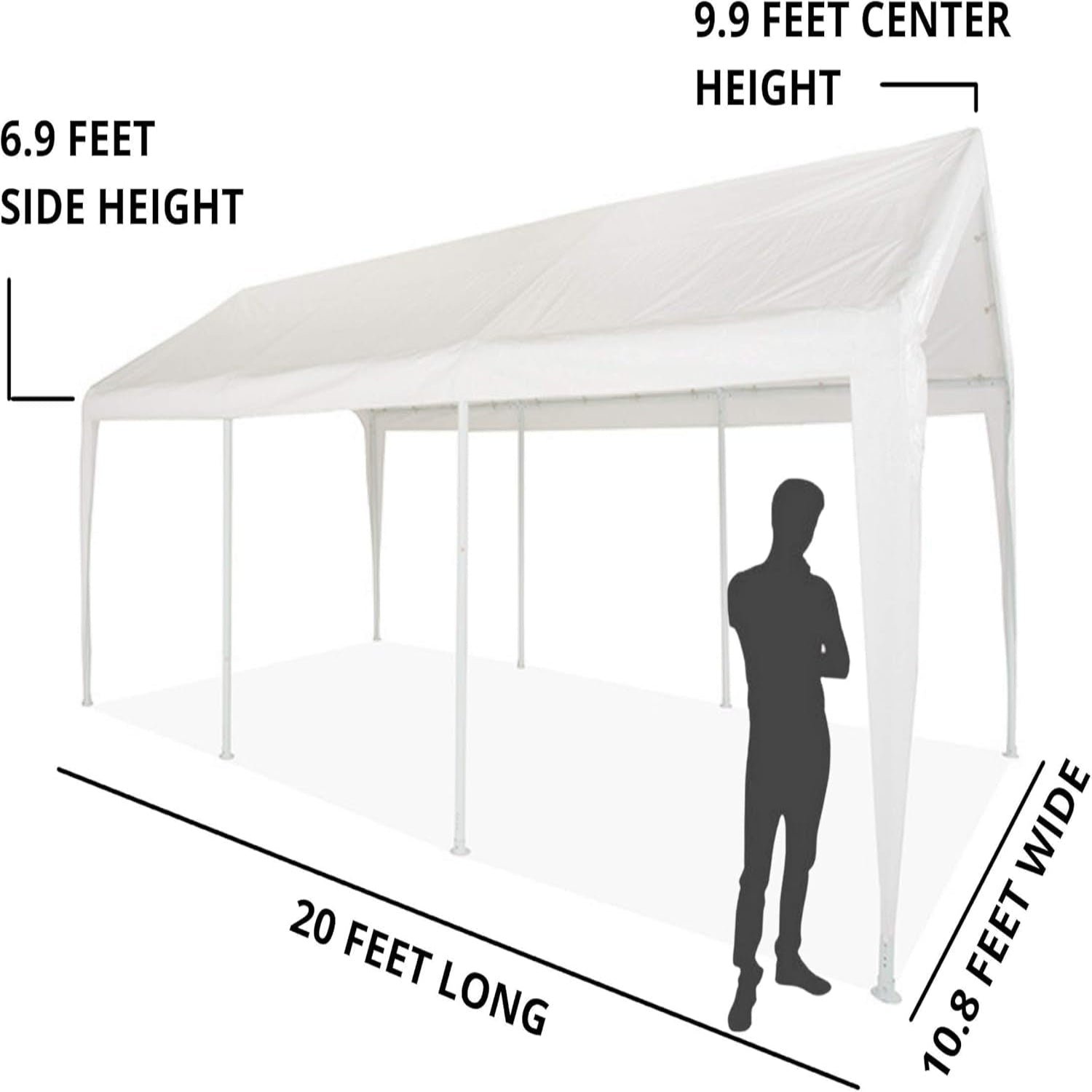 Canopy 11'X20' Portable Garage Fully Enclosed All Season Carport Canopy