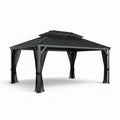 16 Ft. W X 12 Ft. D Aluminum Hardtop Gazebo with Galvanized Double Roof and Textilene Netting