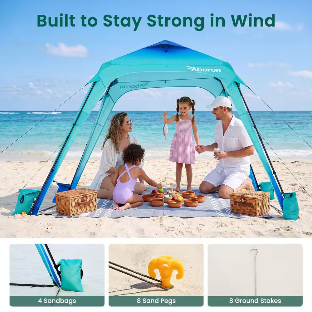 Beach Cabana 10 Ft. X 10 Ft. Beach Canopy Tent W/Sidewall UPF50 plus Protection Sun Shelter Beach Cabana Canopy Umbrella