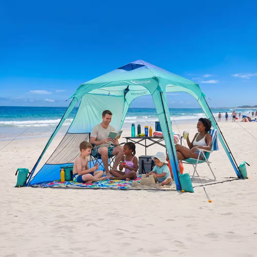 Beach Cabana 10 Ft. X 10 Ft. Beach Canopy Tent W/Sidewall UPF50 plus Protection Sun Shelter Beach Cabana Canopy Umbrella