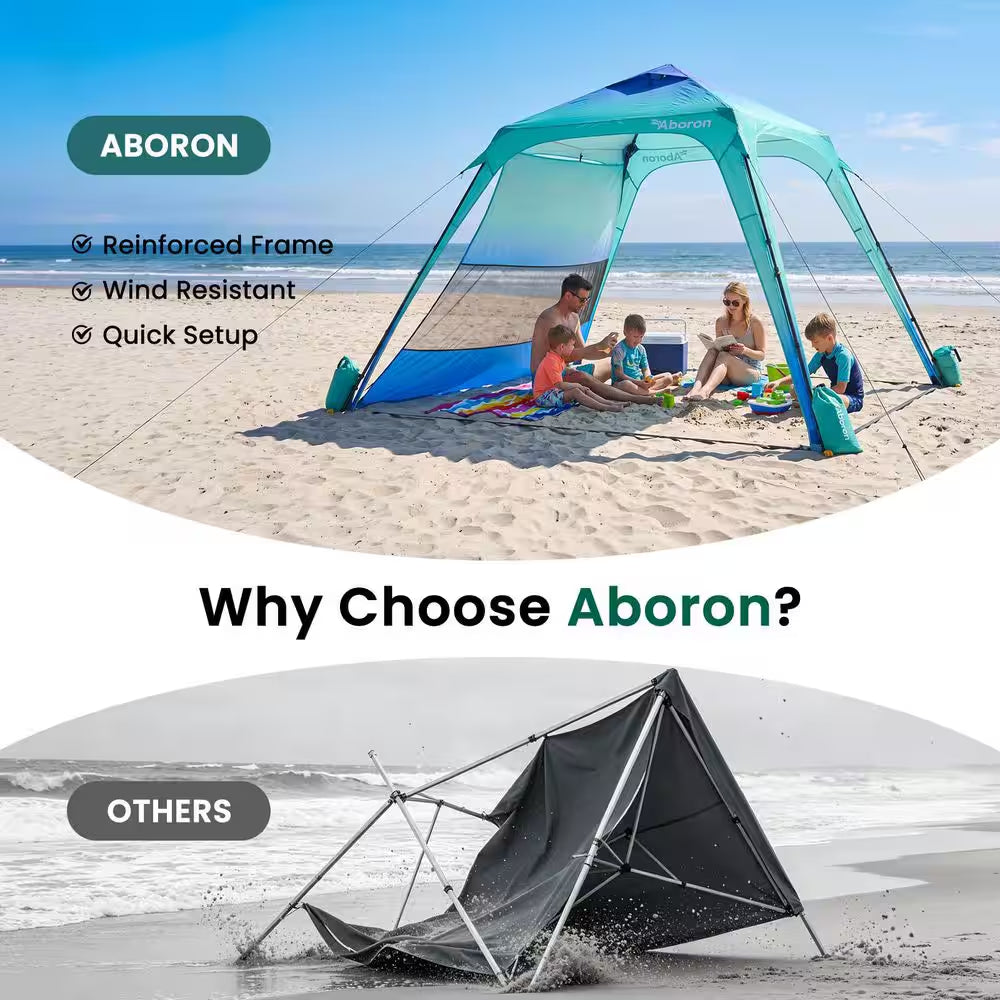 Beach Cabana 10 Ft. X 10 Ft. Beach Canopy Tent W/Sidewall UPF50 plus Protection Sun Shelter Beach Cabana Canopy Umbrella