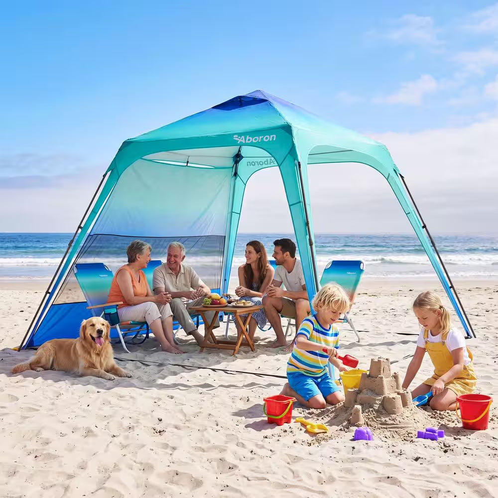 Beach Cabana 10 Ft. X 10 Ft. Beach Canopy Tent W/Sidewall UPF50 plus Protection Sun Shelter Beach Cabana Canopy Umbrella