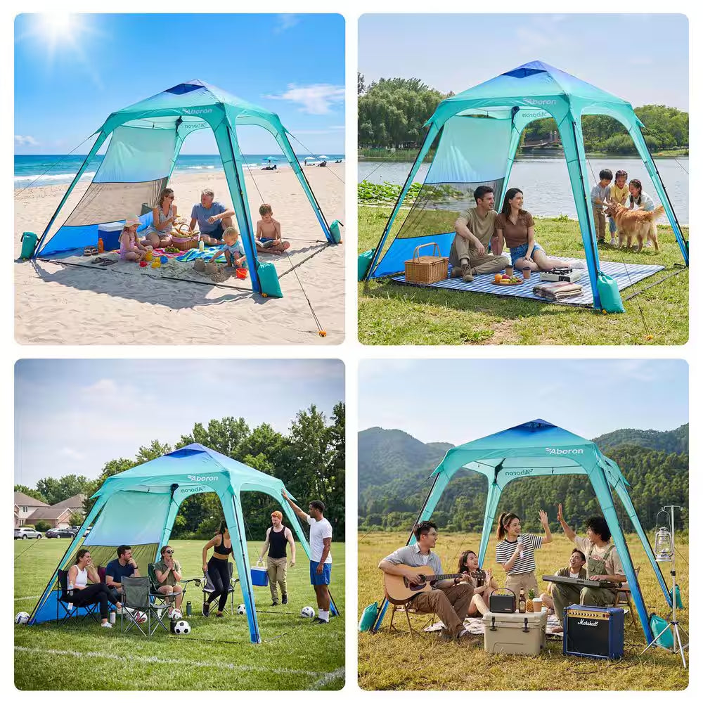 Beach Cabana 10 Ft. X 10 Ft. Beach Canopy Tent W/Sidewall UPF50 plus Protection Sun Shelter Beach Cabana Canopy Umbrella