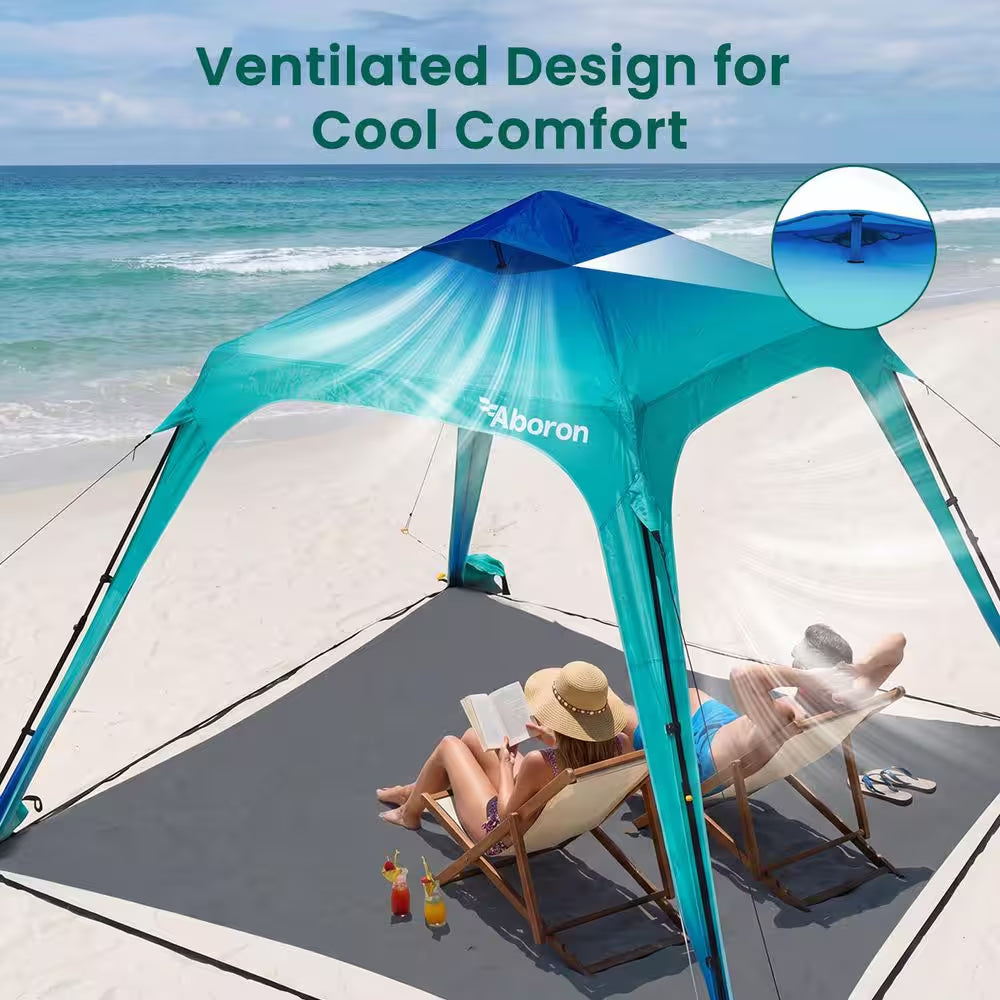 Beach Cabana 10 Ft. X 10 Ft. Beach Canopy Tent W/Sidewall UPF50 plus Protection Sun Shelter Beach Cabana Canopy Umbrella