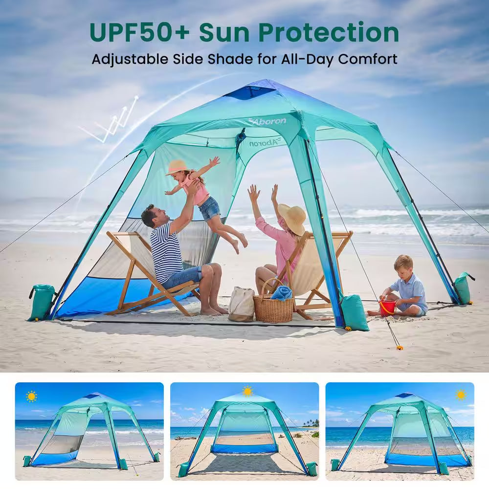 Beach Cabana 10 Ft. X 10 Ft. Beach Canopy Tent W/Sidewall UPF50 plus Protection Sun Shelter Beach Cabana Canopy Umbrella